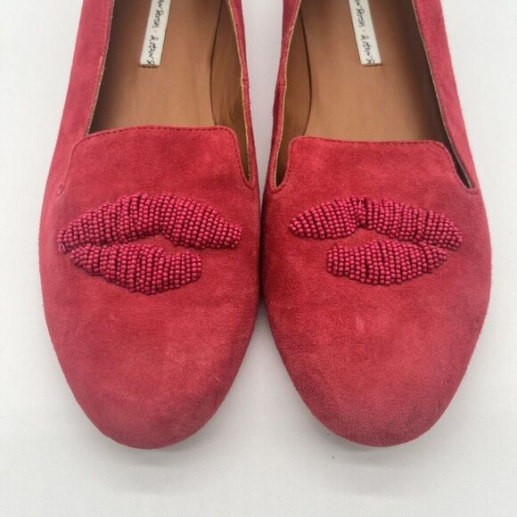 Red Suede Flats with Lip Embroidery‎ from & Other Stories Women's Size 40 - Picture 12 of 16